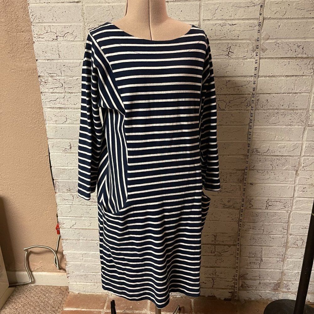 Joules Brittany Blue White Cotton Striped Dress 8 - Picture 2 of 12